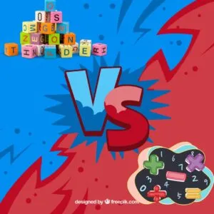 Imagem com uma batalha entre letras e elementos da matemática